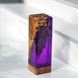 DEEP PURPLE SEA Epoxy Lamp, Custom Epoxy Resin Lamp, Resin Night Light, Resin Wood Art Lamp, Custom Night Light, Personalized Night Light