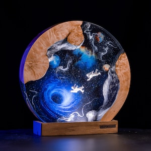 Interstellar Epoxy Lamp, Custom Epoxy Resin Lamp, Resin and Wood Night Light, Resin Wood Art Lamp, Custom Night Light, Personalized Light