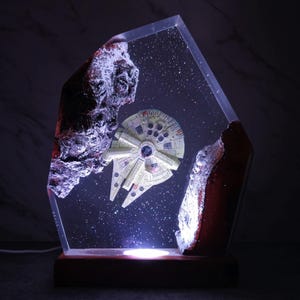 Space Galaxy Lamp made of resin and wood, Space Night Lights, Epoxy Night Lamp for Spacecraft, Interstellar resin lamp, Back to school Gift