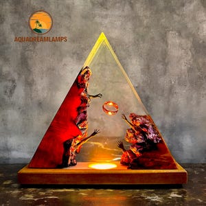 Handmade Diorama Lamp - Epoxy Resin & Wood Night Light, Unique Fantasy Ring Lamp, Home Decor, Special Birthday Gift for Mom or Boyfriend