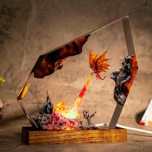 Dragon resin Night Lights, ICE dragon resin lamp, gift for her, birthday gift for kids, art home decor, playroom decor for him