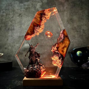 Resin Night Lights, Little Mermaid & Human Epoxy Resin Wood Night light, Large Epoxy Resin Wood lamp, Free Diving, Unique Gift, Home decor